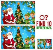 Christmas find ten differences game template vector