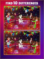 Find differences kids game with circus performers vector