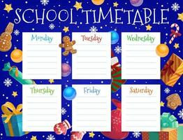 School timetable with christmas tree ornaments vector