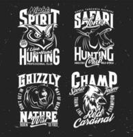 safari caza, deporte equipo camiseta vector impresión