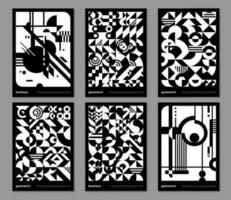 Monochrome geometric Bauhaus posters, patterns vector