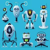 Alien robots, future droids vector characters