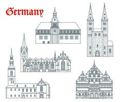 Germany landmark buildings, architecture churches vector