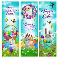 Happy easter holiday celebration vector banners