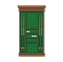 Brown pool cue rack, billiard sport balls and cues vector