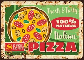 Pizza and pizzeria, Italian metal plate rusty menu vector