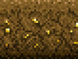 Golden nuggets ore, ground blocks in pixel pattern vector