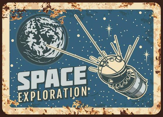 Satellite space exploration vector metal plate