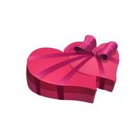 Heart shaped gift box with bow, Valentine Day vector