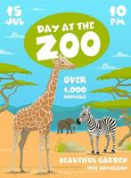 Zoo flyer with African savannah safari animals vector