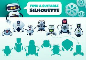Robot maze game find a correct silhouette riddle vector