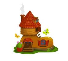 Gnome, dwarf fairytale house in boot vector