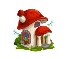 Gnome, dwarf house in mushroom cartoon vector