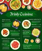 Irish cuisine vector menu template Ireland meals