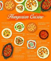 húngaro cocina restaurante menú página diseño vector