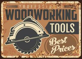 Lumber woodwork metal plate rusty, jigsaw tool vector