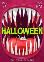 Halloween party poster with vampire monster scream vector