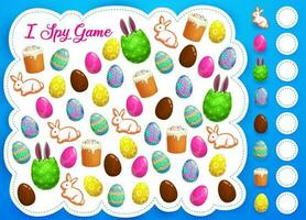 Easter I spy game or puzzle, kids education vector