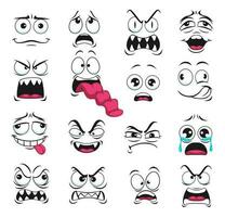 Cartoon face expression isolated vector icons set