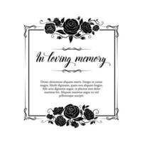 funeral vector tarjeta, retro marco con Rosa flores