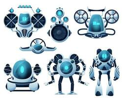 Underwater robot and ROV cartoon characters vector