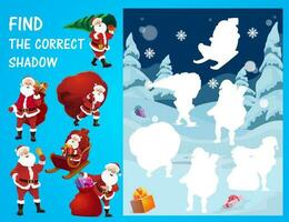 Christmas game of find and match shadows of Santa vector