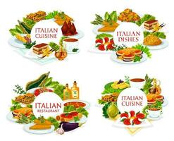 Italian cuisine Italy meals vector round frame set