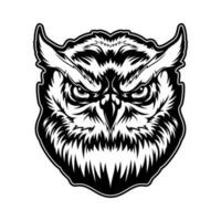 Owl animal head with angry face, vector mascot