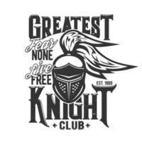 Tshirt print with knight head vector mascot design