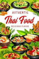 Thai cuisine Asian dishes Thailand food poster vector