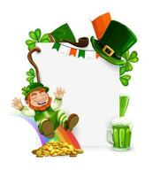 St. Patricks Day leprechaun cartoon vector frame