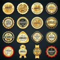 Award and quality labels isolated vector emblems