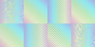 Hologram texture patterns, rainbow foil gradient vector