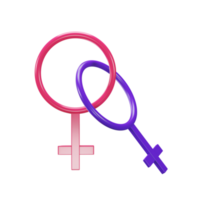 3D Render of Two Female Gender Symbol. png