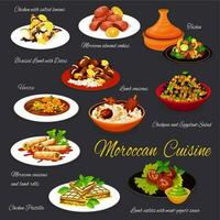 marroquí cocina vector menú platos Marruecos comidas