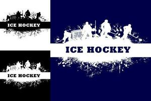 Ice hockey sport grunge poster with hockey players vector