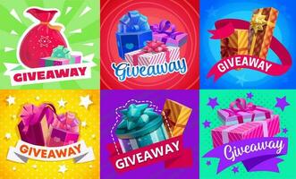 Giveaway gift boxes, vector promotion prizes set