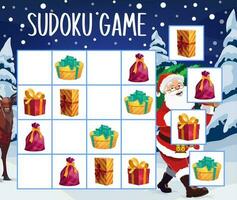 Navidad regalos sudoku juego o rompecabezas modelo vector