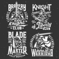 Caballero guerrero hierro espada camiseta impresión deporte club vector