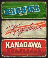 Kagoshima, Kanagawa and Kagawa prefecture plates vector