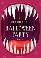 Halloween party poster in screaming vampire frame vector