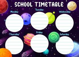 Child timetable with galaxy planets in space vector