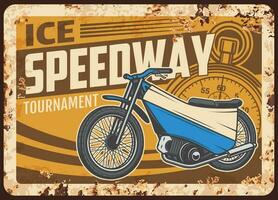 Ice speedway rusty metal plate retro motorcycle vector