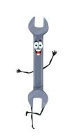 Cartoon wrench spanner tool character, work tool vector