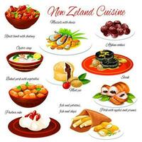 New Zealand meat, seafood dishes with vegetables vector