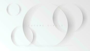 Abstract Minimalist White Circles Background, Luxury, Premium, Elegant Style. Futuristic Circular Concept. Vector Illustration