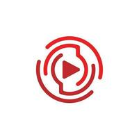 live streaming media video tv online red news play logo design symbol vector