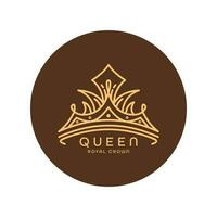 queen crown logo design style outline vector template