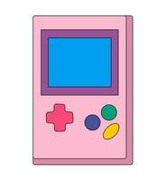 artilugio para jugando, aislado vídeo juego para rompecabezas retro dispositivo años 90 vector en plano estilo para decoración, logo, pegatina, icono.