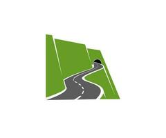Winding mountain road or highway with tunnel icon vector